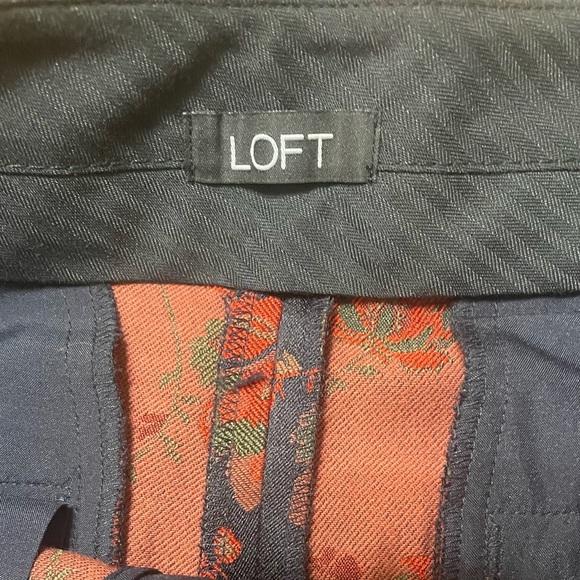 Loft Marisa Black & Orange Floral Pattern Ankle Pants Size 6 Office Business - Picture 3 of 9